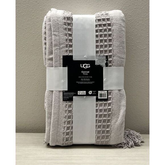 UGG CONRAD Shoreline Beige/Lt Brown/Off-White Throw Blanket 50”x 70” Soft - Picture 7 of 7